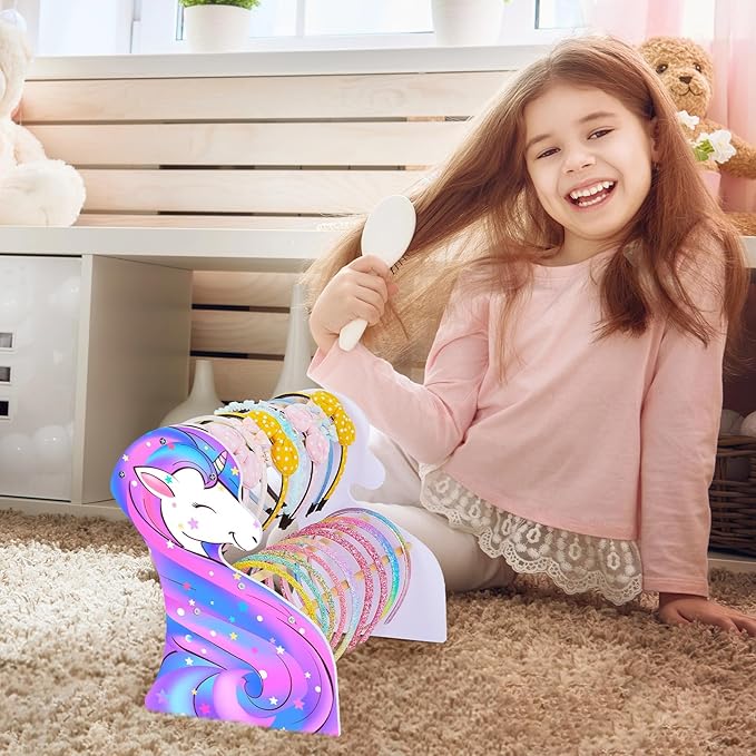 FIOBEE Girls Headband Holder Organizer Unicorn Headband Storage Hair Accessories Organizer Hairband Display Stand Home Room Decors for Kids