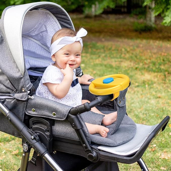 Accmor Stroller Steering Wheel Toy, Simulated Steering Wheel for Stroller Shopping Carts Cart Universal Detachable Pretend Driving Funny Toy Attachment