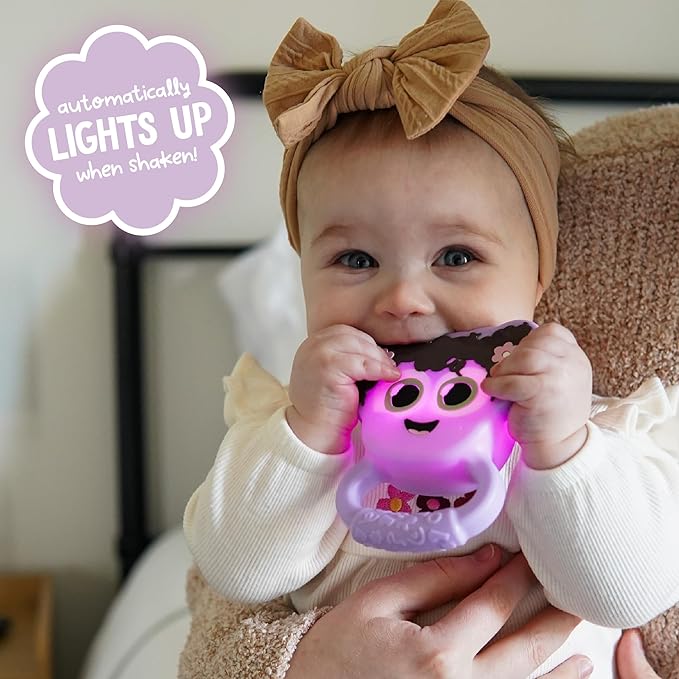 Glo Pals Light-Up Rattle – Sensory Baby Rattle Toy that Glows 7 Fun Colors – Soft Silicone Toy for Babies – Baby Rattle – Lumi
