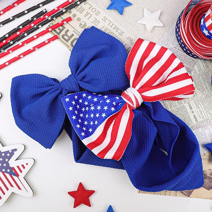 YanJie 7'' 2pcs Baby Girl Headbands 4th of July Independence Day Hair Bands for Kids Toddlers Infants Newborns Girl Outfits