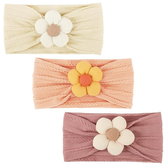 AQOKKA Baby Flower Headbands Nylon Baby Girl Headbands Soft Handmade Hairbands Toddler Hair Accessories for Girls Baby Newborn Infant Kids