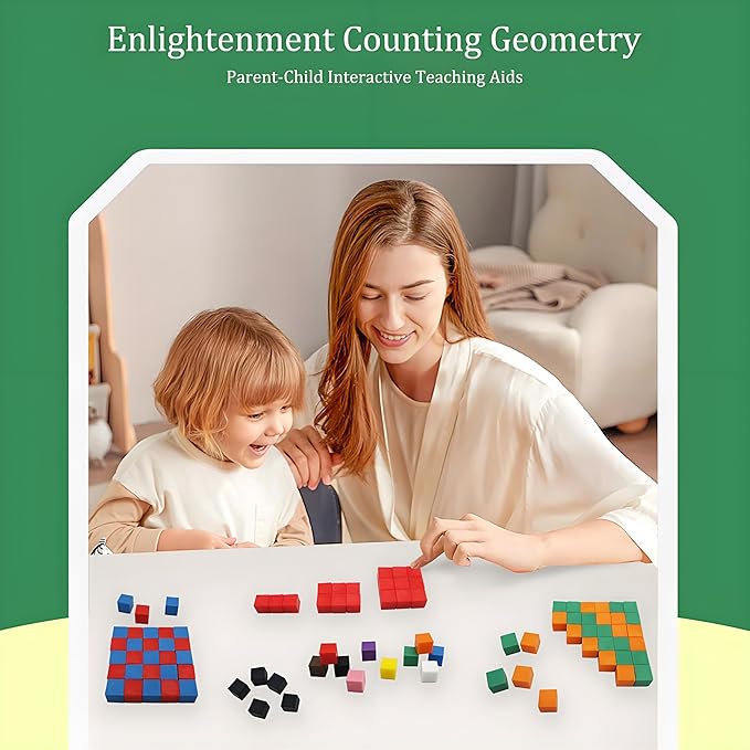 EXBEPE Geometric Solids 300 Pcs,Math Counting Cube,Plastic Color Sorting Stacking Blocks for Kids