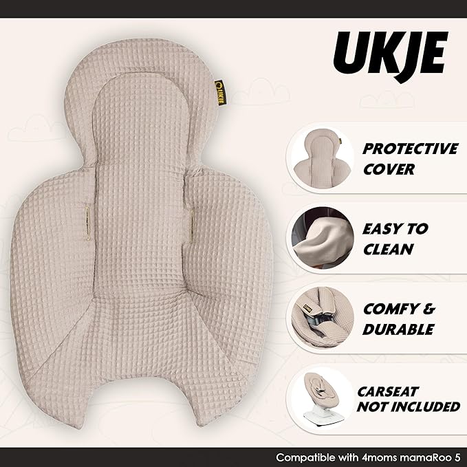 Ukje Swing Insert Rocker Cover Compatible with 4moms mamaRoo 4 and 5 and Rockaroo, Accessories with Reversible Design, Easy to Install, Handmade in Europe - Taupe
