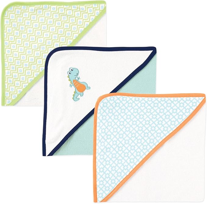 Luvable Friends Unisex Baby Cotton Terry Hooded Towels, Dinosaur, One Size
