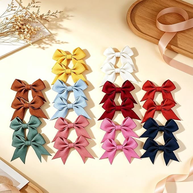 20PCS Fabric Bow Hair Clips, Swallowtail Shape, Multicolor Butterfly Bow Barrettes for Girls, Daily Spring Autumn Hair Accessories Alligator Clip for Little Girls Toddler Kids Teens