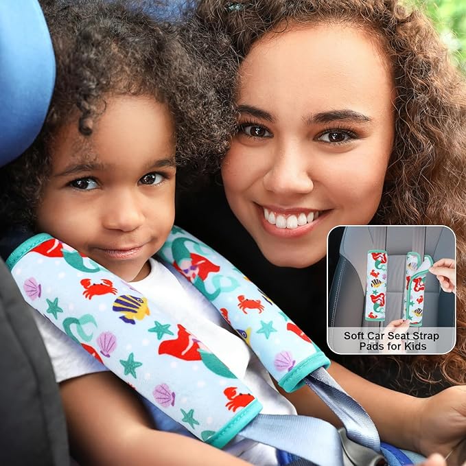 Seat Belt Covers for Kids, Double-Sided Use Shoulder Pads for Kids, Comfort Neck Strap Covers, Cute Car Seatbelt Cushion Covers for Boys Girls(2 Pack)