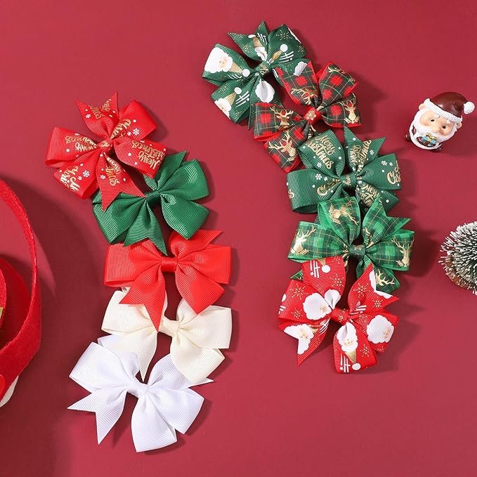 YHXX YLEN 20PCS 3 Inch Hair Bows for Girls Grosgrain Ribbon Christmas Hair Clips with Alligator Clip, Hair Accessory for Toddler Girls Baby Kids Teens