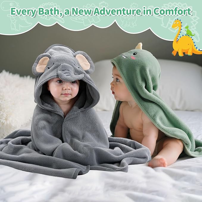 Saranna Baby Hooded Towels for Newborn 13pcs, Soft Baby Bath Towels and Washcloths Set for Toddlers, Infant Towels with Hood Set.