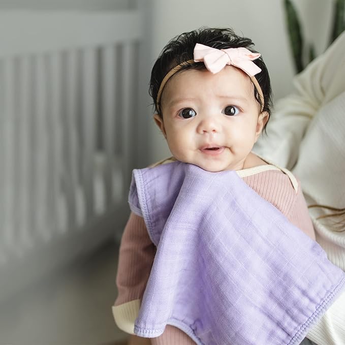 Natemia Muslin Baby Washcloths for Newborn - Premium Wash Cloths for Babies, Super Absorbent and Ultra Soft Rayon Made from Bamboo, 6 Layer Baby Girl and Baby Boy Washcloths, 5 Piece Set