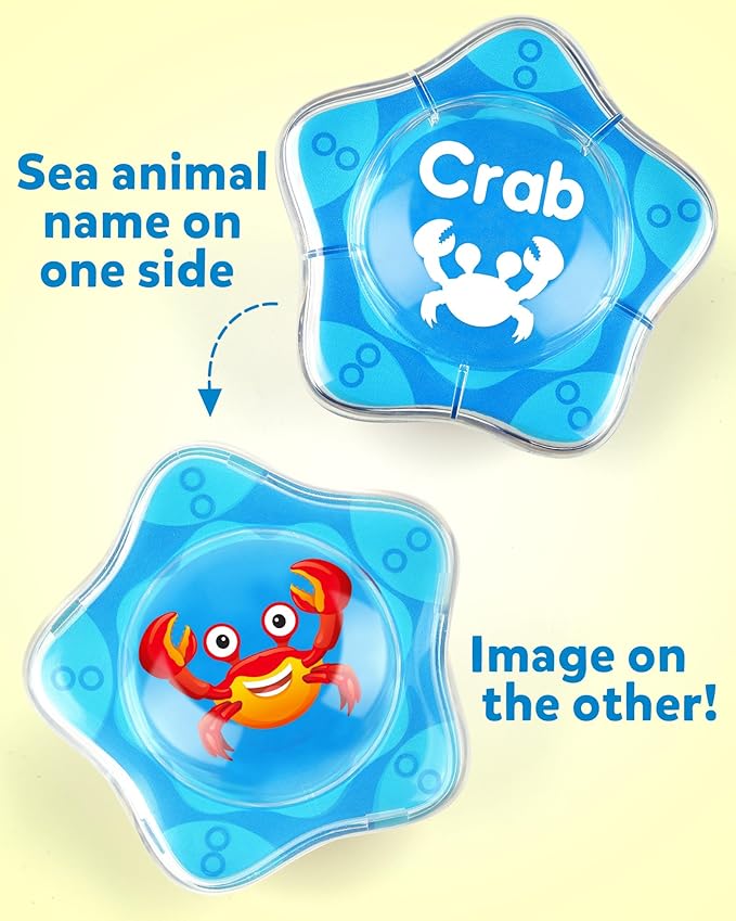 Coogam Floating Baby Bath Toy with Marine Animal, 12pcs Water Pool Beach Shower Toys Learning Activities, Montessori Educational Bath Time Toy Gift for Preschool 2 3 45 Years Old Kids