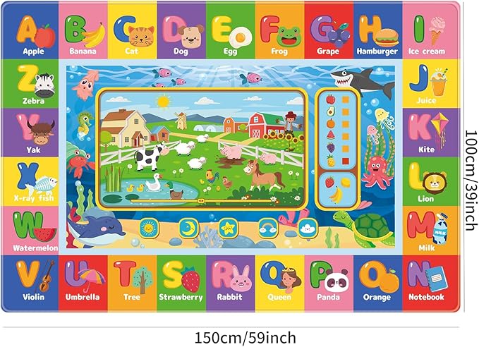 Baby Play Mat for Floor, Kids Playmat Baby Crawling Mat Educational Tummy Time Mats Soft ABC Play Mats for Toddlers Infants Kids Rug for Playroom Classroom (59 X 39.4 INCH, Style 1)