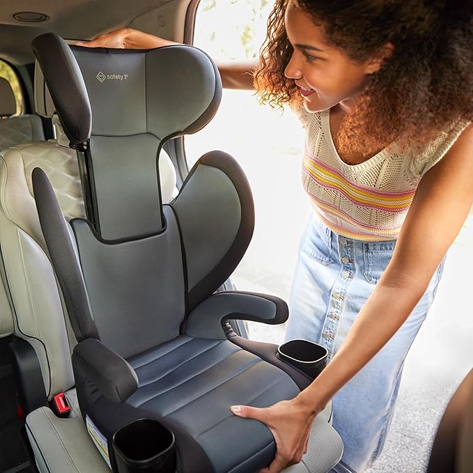 Safety 1st Grow and Go 2-in-1 Booster Car Seat with ComfortWings, Converts High-Back to Backless, 19" Wide, Fits 3 Across, Lightweight, Foldable, Easy-Clean, Cup Holders, 40-100 lbs, Crushed Grape
