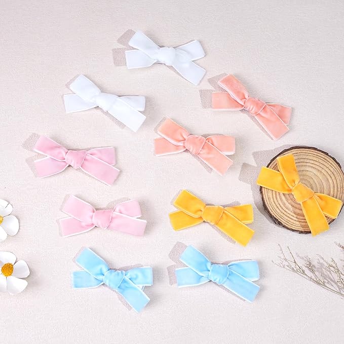 CÉLLOT Velvet Hair Bows for Baby Girls in Pairs,Baby bow with Fully Lined Hair Clips Hair Accessories for Toddlers Infants,20 Pieces