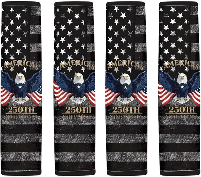 AFPANQZ 2 Pack Car Seat Belt Covers for Adults Safety Seatbelt Pad Cushion Eagle 250 Years Universal for Most Car Laptop Backpack Luggage Bag Straps Pads
