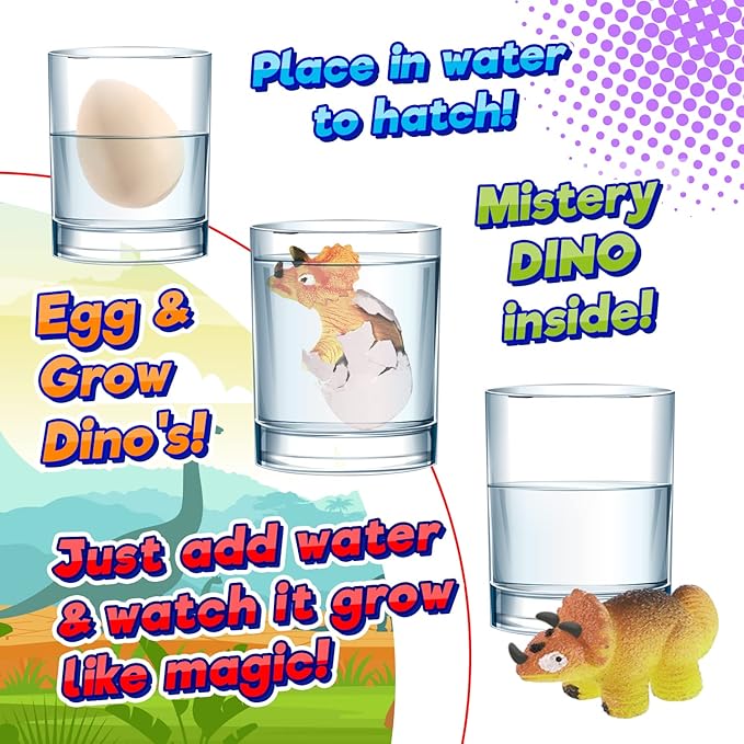 JA-RU Magic Grow Dinosaur Eggs – Water Growing Toys for Kids (1 Egg Assorted) Educational Science Toys, Dinosaur Party Favors, Classroom Prizes & Goodie Bag Stuffers. 312-1A