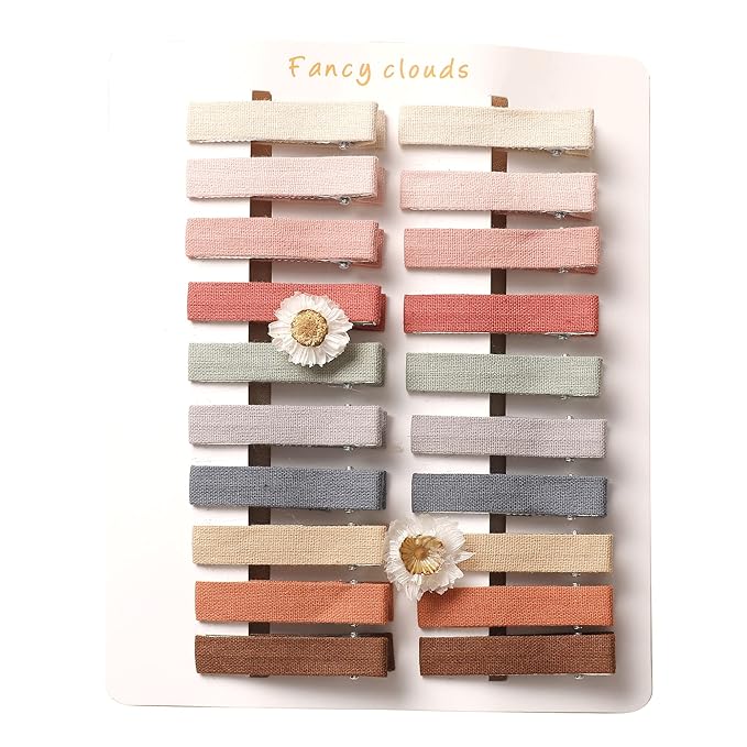 Hair Clips for Girls Women,Assorted 20Pcs Solid Colors Hair Accessories for All Age Girls Toddler Kids,Fully Lined Alligator Clips Handmade Barrettes By Fancy Clouds