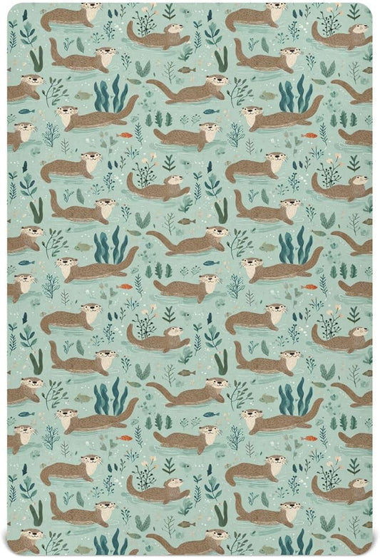 Baby Crib Sheet Otter Animal Crib Mattress for Boys and Girls Playard Sheet Soft Breathable Fitted Baby Mattress Cover 52x28in