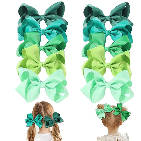 Hair Bows for Girls 10PCS Girls Toddler bows Clips Black Grosgrain Ribbon Alligator Clips Kids Hair Accessories