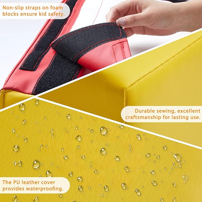 MFUN Soft Climbing Toys for Toddlers & Baby, 6-Piece Foam Climbing Blocks, Kids Playground Climbers & Play Structures, Waterproof & Easy to Clean (Red, 6-Piece)