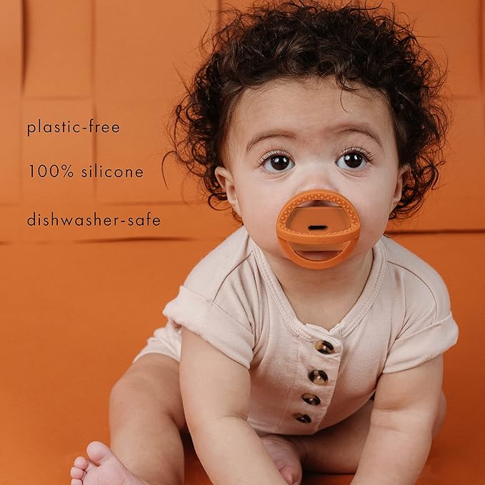 Doodle & Co. London Classic Pacifier for New Born Babies | BPA Free Angled Shape 100% Silicone for Infants with & Without Teeth | Helps Promote Healthy Oral Development | 0+ Months | Blush/Smash Cake