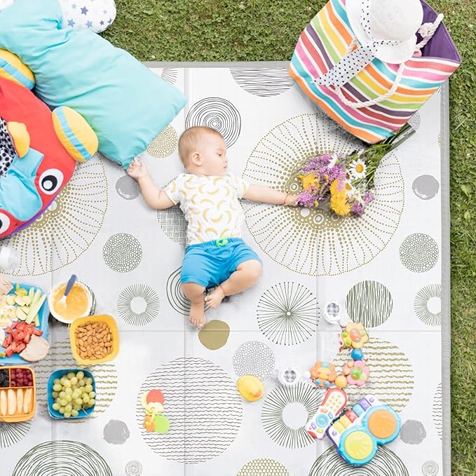 PIGLOG Baby Play Mat for Floor,Baby Play Mat for 59''x 59''Playpen,Reversible,0.8 in Thick Waterproof Playmat,Anti-Slip Floor Playing Mats,Non-Toxic,Baby Playmat for Indoor and Outdoor Use,Circle