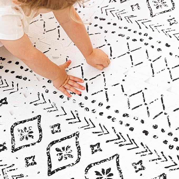 Lillefolk Baby Play Mat for Floor – 6x8ft Boho | Soft Non Toxic Premium EVA Foam Tiles for Tummy Time, Crawling & Playroom – Waterproof Interlocking Floor Mat for Babies & Toddlers (12 Tiles)