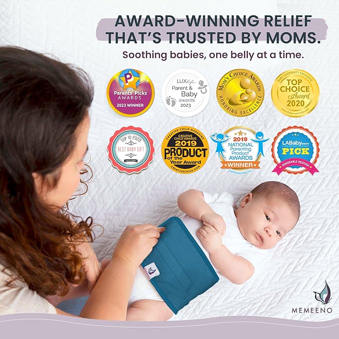 MEMEENO Baby Belly Band for Gas and Colic Baby Relief - Belly Band for Baby Heating Pad for Colic, Baby Gas Relief, Gas Relief for Infants, Baby Heated Tummy Wrap, Colic Relief for Newborns, Ocean