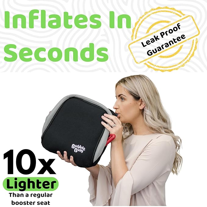bubblebum Twin Pack Inflatable Backless Booster Car Seat, Portable Travel Booster Seat, Booster Seats for Cars 40-100LBS - Black