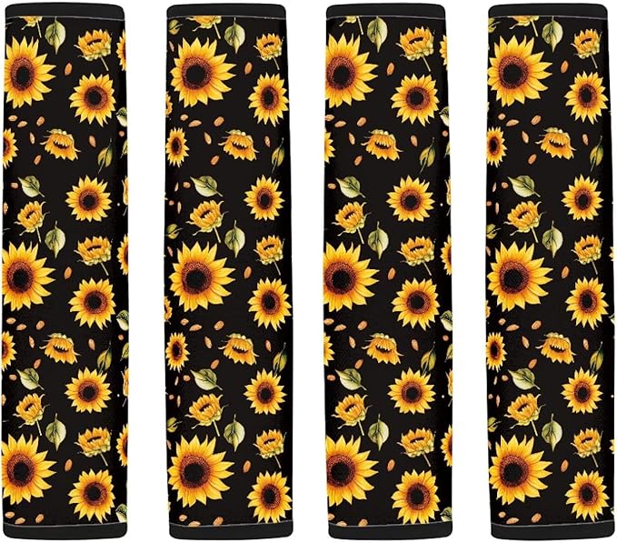 AFPANQZ Sunflowers Pattern Seat Belt Pad Cover for Women Adults Kids Safety Seatbelt Pad Cushion Adjustable Comfortable Driving Schoolbag Straps Pads