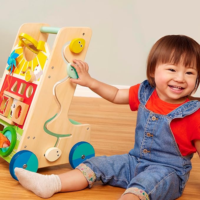 Battat – Wooden Activity Walker – 9 Educational Activities – Learning & Walking Toy for Toddlers – Stand, Push, Walk – 1 Year + – Farm Theme