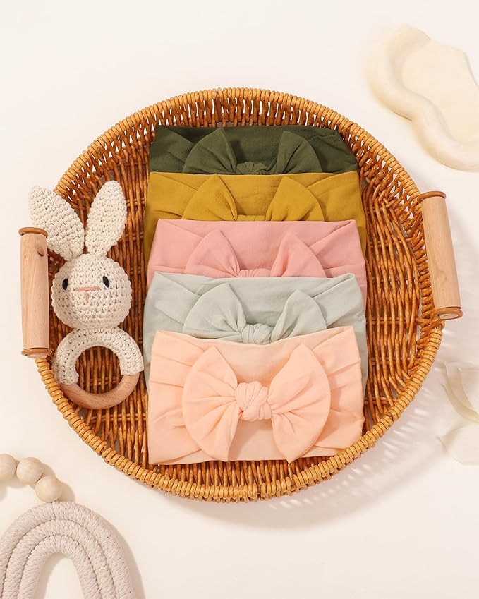jollybows 20pcs Baby Girls Nylon Headbands Turban Hair Bows Hair Band Elastic Hair Accessories for Kids Toddlers Infants Newborn