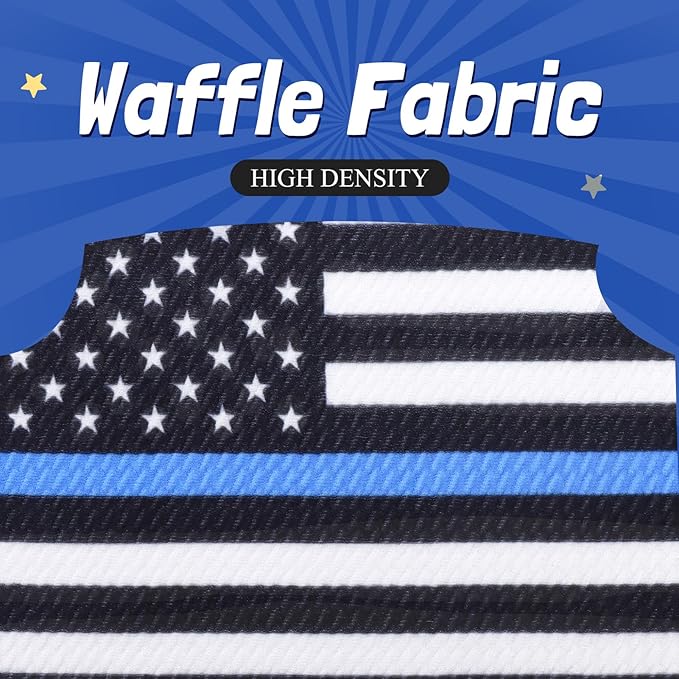 YanJie 7" Baby Girls Headbands National Police Week Hair Bow Blue Line Flag Printed Headbands Police Support Nylon Headband Infant Bows Gift
