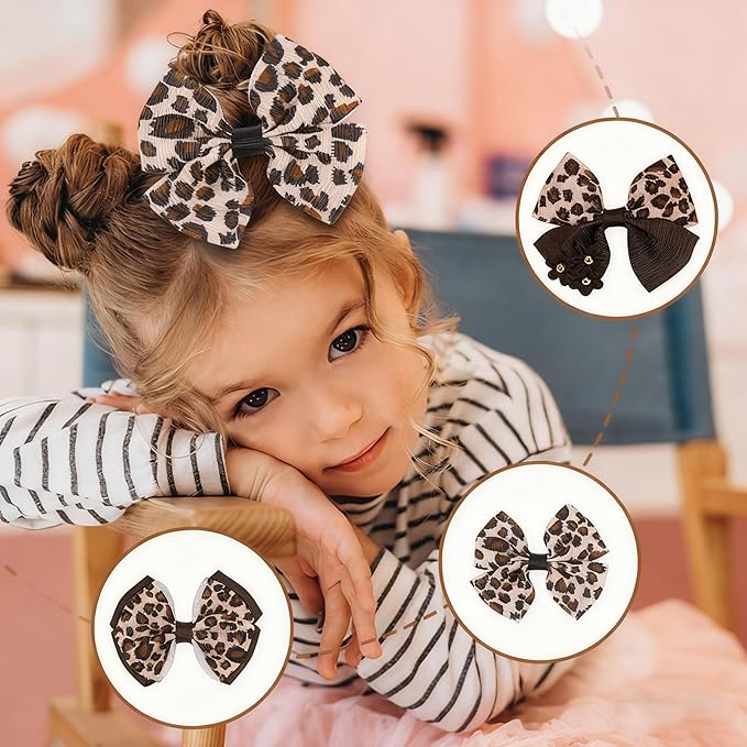 Baby girls leopard hair bow Clips Pin,leopard print bow hairpin for women(FD62-Leopard 2)