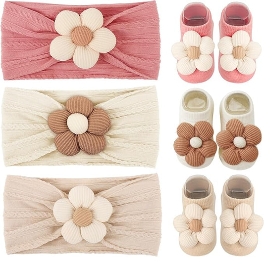 AQOKKA Baby Flower Headbands Nylon Baby Girl Headbands Soft Handmade Hairbands Toddler Hair Accessories for Girls