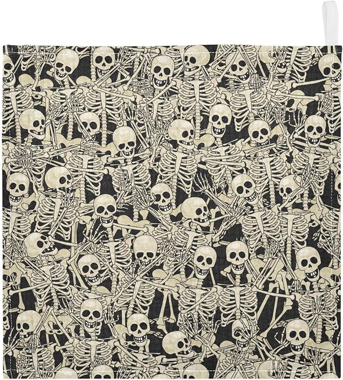 Newborn Face Towel Fun Skull Soft Cotton Baby Washcloths 11.8 x 11.8 Inch Infants Girls Boys Muslin Burp Cloths 5 Pack