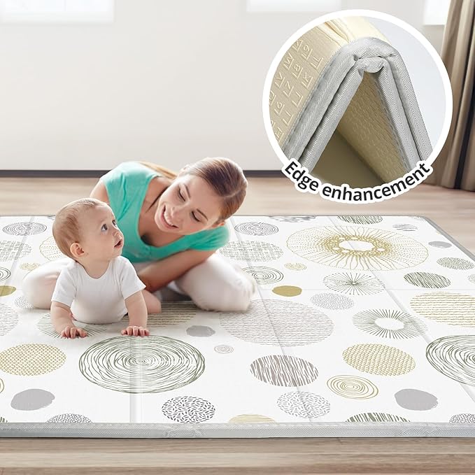 PIGLOG Baby Play Mat for Floor,Baby Play Mat for 59''x 59''Playpen,Reversible,0.8 in Thick Waterproof Playmat,Anti-Slip Floor Playing Mats,Non-Toxic,Baby Playmat for Indoor and Outdoor Use,Circle