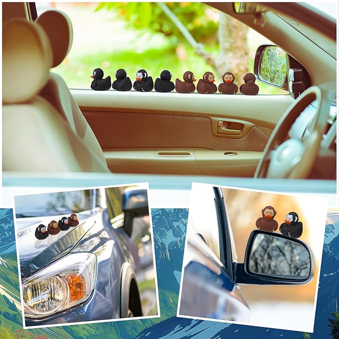 50pcs Sasquatch Rubber Ducks for Jeep Funny Sasquatch Rubber Bath Toys Birthday Party Favors for Cruise Ships (Black,Brown)