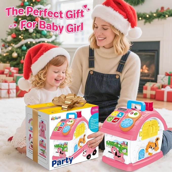 Montessori Toys for 1 Year Old Girl Gift, Musical Learning House with Lights & Sounds, Interactive Musical Toys for Baby Girls 12-18 Months,First 1st Birthday Gifts,Toddler Toy for 1,2,3 Year Old Girl