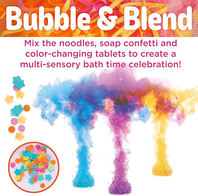 Creativity for Kids Soap Noodles Bath Art Studio – Bath Crayons, Soap Paint, Color Fizz & Confetti with Mold-Free Rubber Duck | Washable Bathtub Art & Sensory Toy Set for Toddlers and Kids (Ages 3+)