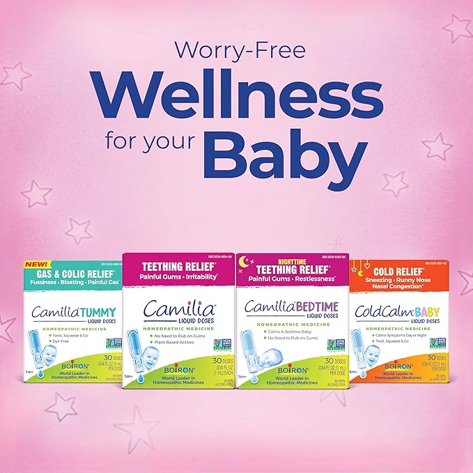 Boiron Camilia Teething Drops for Daytime and Nighttime Relief of Painful or Swollen Gums and Irritability in Babies - 30 Count