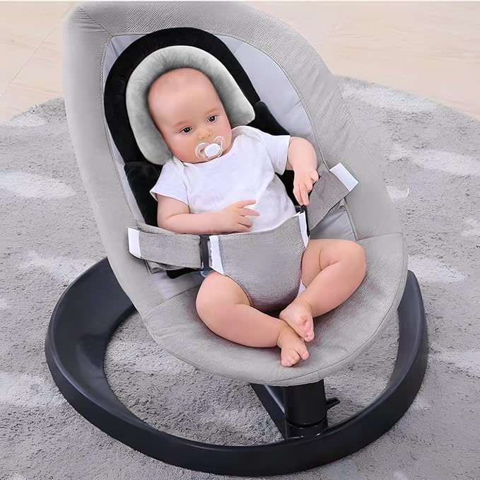 PandaEar Baby Head Support for Car Seat,3 in 1 Infant Head Neck Body Support Soft Insert Cushion Pad for CarSeat, Strollers, Bouncer (Black & Grey)