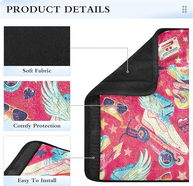 CHIFIGNO 2Pcs Playful Cartoon Roller Skates Red Seat Belt Cover Pad Universal Seatbelt Pad Shoulder Pad Auto Interior Accessories for Car Bag