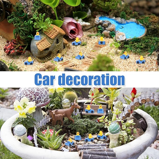 Tinoaly 30pcs Miniature Duck Figures, Whimsical Resin Mini Ducks in a Car, Dark Blue, 1:12 Scale, Adult, Unisex, Ornament