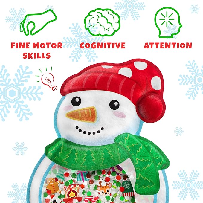 Vango BIZYBOO - Toddler Preschool Learning Activity - Teach Objects and Words with This Educational Seek & Find Sorting Toy – for Ages 2 and Up - Stocking Stuffer - Christmas (Snowman)