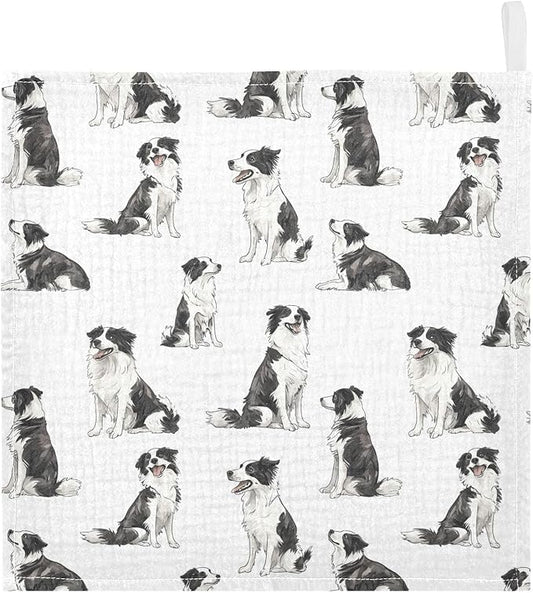 vvfelixl Border Collies Poses Baby Burp Cloths Baby Muslin Washcloths for Boys Girls Cotton Babys Face Towel for Newborn Infants Soft and Absorbent 11.8 X 11.8 in, 5 Pack