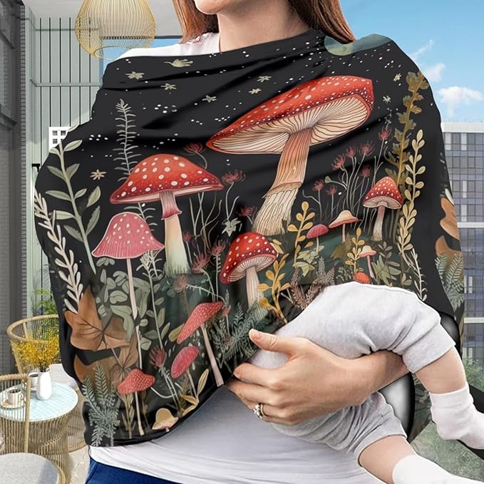 Youngerbaby Mushroom Nursing Cover Carseat Canopy Car Seat Covers for Babies Mom Breastfeeding Scarf Infant Multi Use Cover for Baby Stroller Shopping Cart Feeding High Chair