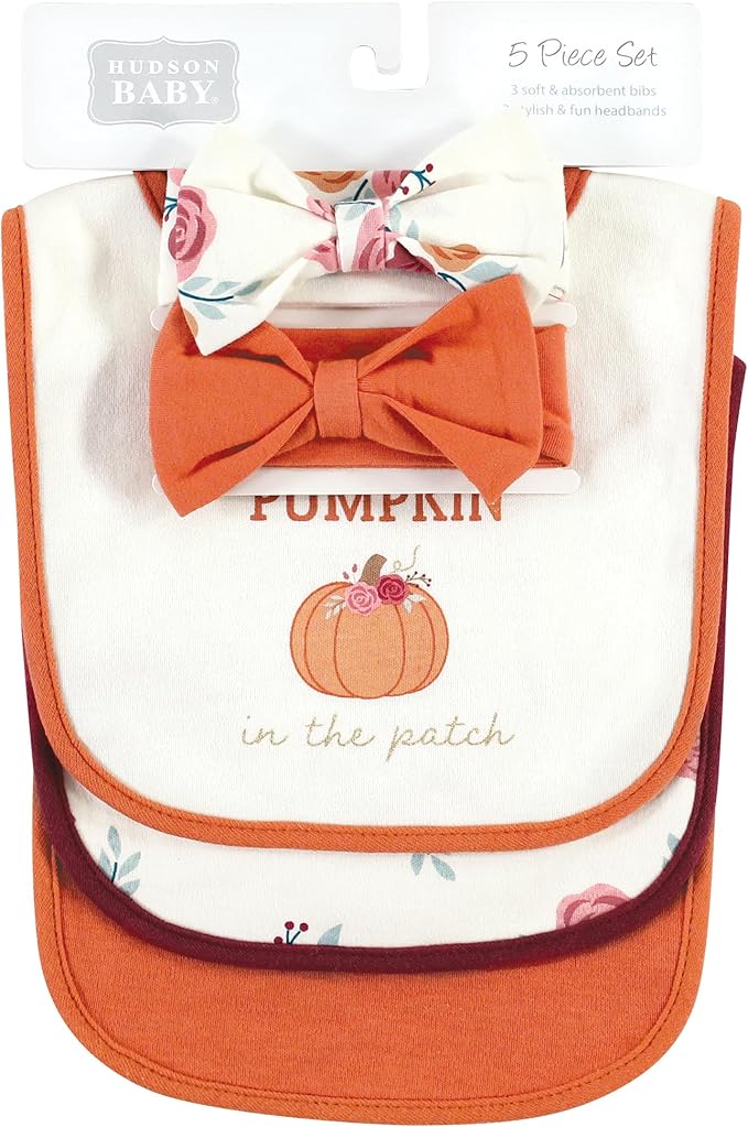 Hudson Baby Unisex Baby Cotton Bib and Headband Set