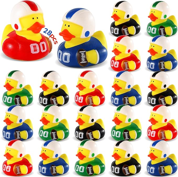 SCIONE Baseball Rubber Ducks - 28 Pack Mini Yellow Ducks - Sports Themed Party Favors, Team Gifts for Players, End of Season Goodie Bag Fillers, Carnival Prizes and Bath Toys