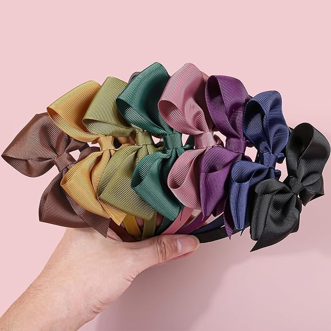 XIMA 16Piece Headband with Bow for Toddlers Teens, 16 Colors Grosgrain Ribbon Bows Hair Bands for Girls,Kids Children and Women, Cute Hairbands for Daily School Hair Accessories