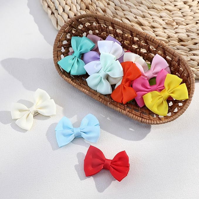 48PCS 2inch Baby Hair Clips, Oaoleer Baby Girls Fully Lined Hair Pins Tiny Hair Bows Alligator Clips for Girls Infants Toddlers 24 Colors in Pairs (Style G-48pcs)